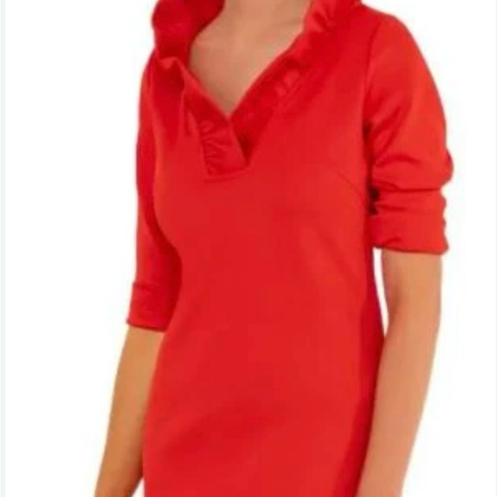 Gretchen Scott Ruffneck Dress Crimson M - Picture 12 of 12